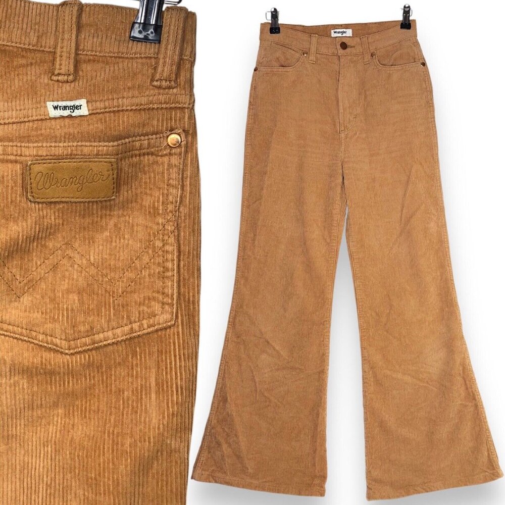 COPY - 27.5 INSEAM Wrangler Wanderer Corduroy Jeans W26 L27.5 Flare High Rise